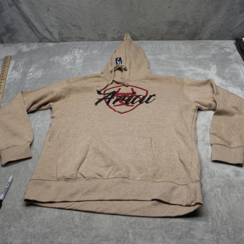 Ariat Hoodie Women Medium Brown Heather Pullover Real Graphic Drawstring $45 NEW